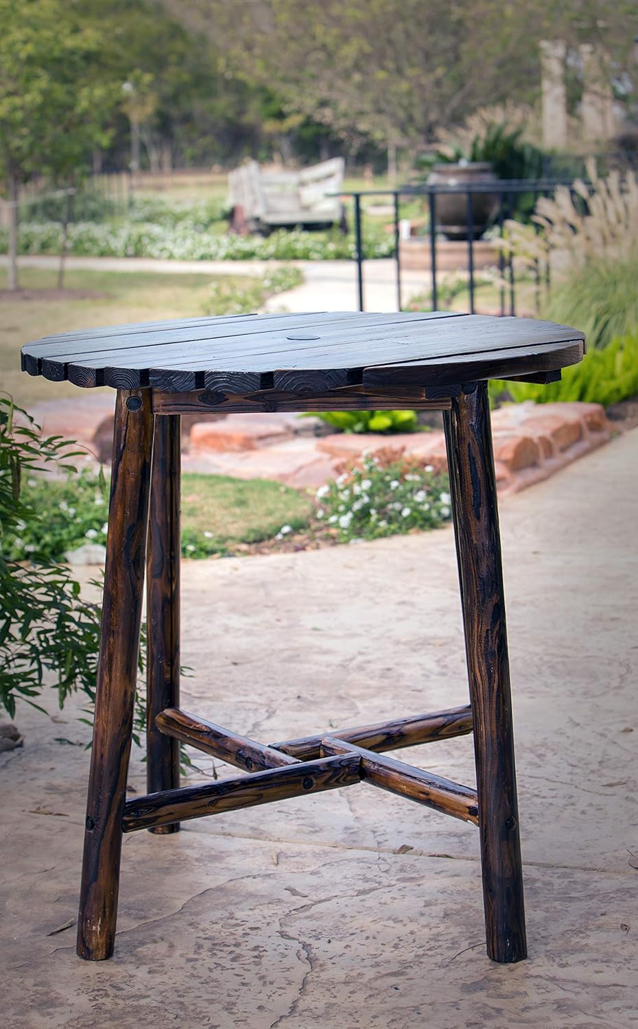 Leigh Country TX 93753 Char-Log Slatted Round Bar Table