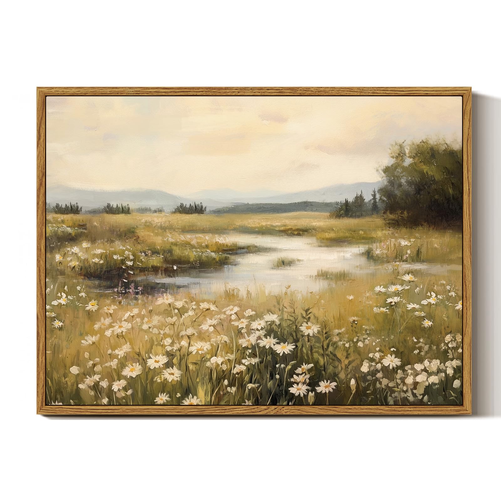 InSimSea Framed Canvas Wall Art, Meadow with Flowers Painting, Landscape for Living Room, Bedroom, Home, Bathroom Decor, 8x10 — view 206