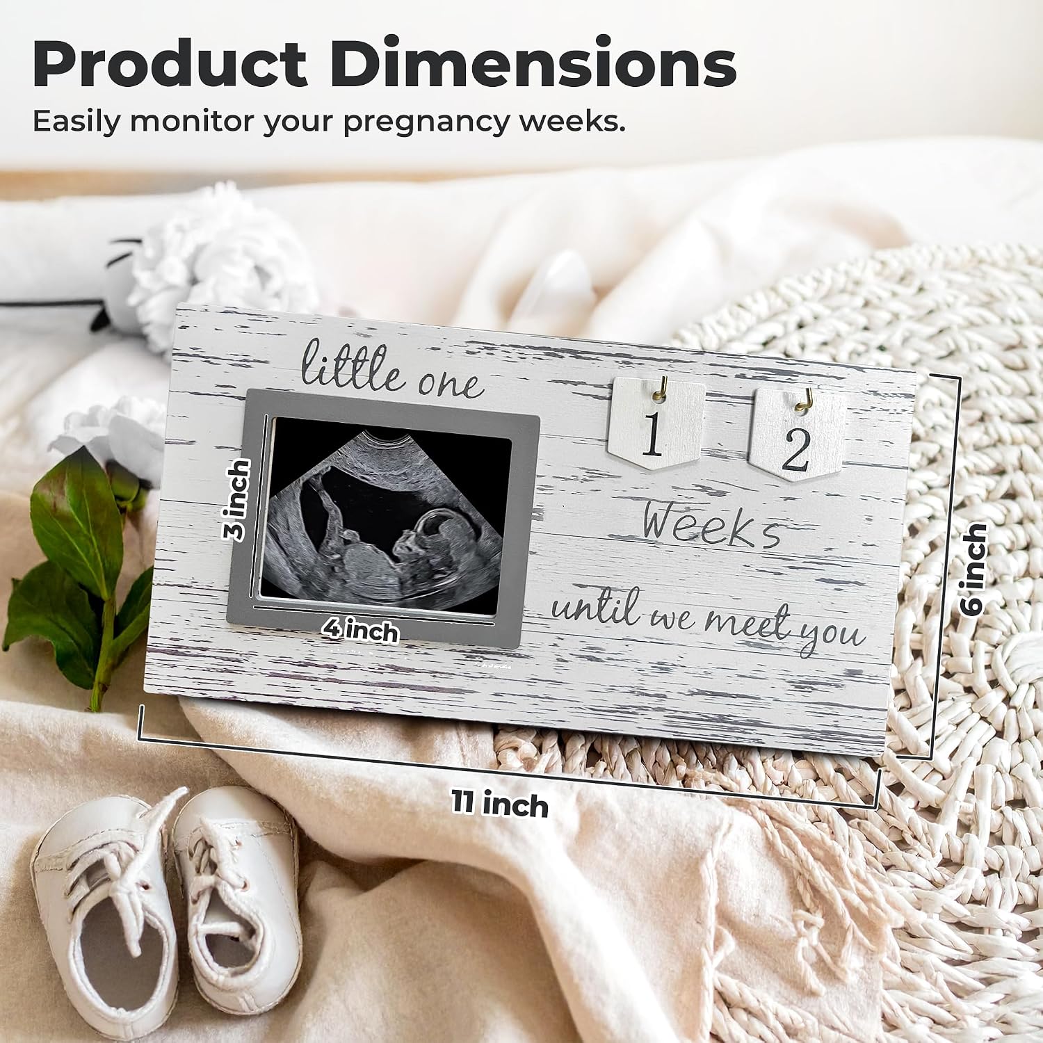 bloom & nest Sonogram Countdown Frame – Pregnancy Ultrasound Picture Frame, Baby Nursery Decor, and Meaningful Gifts for Moms and Moms-to-Be