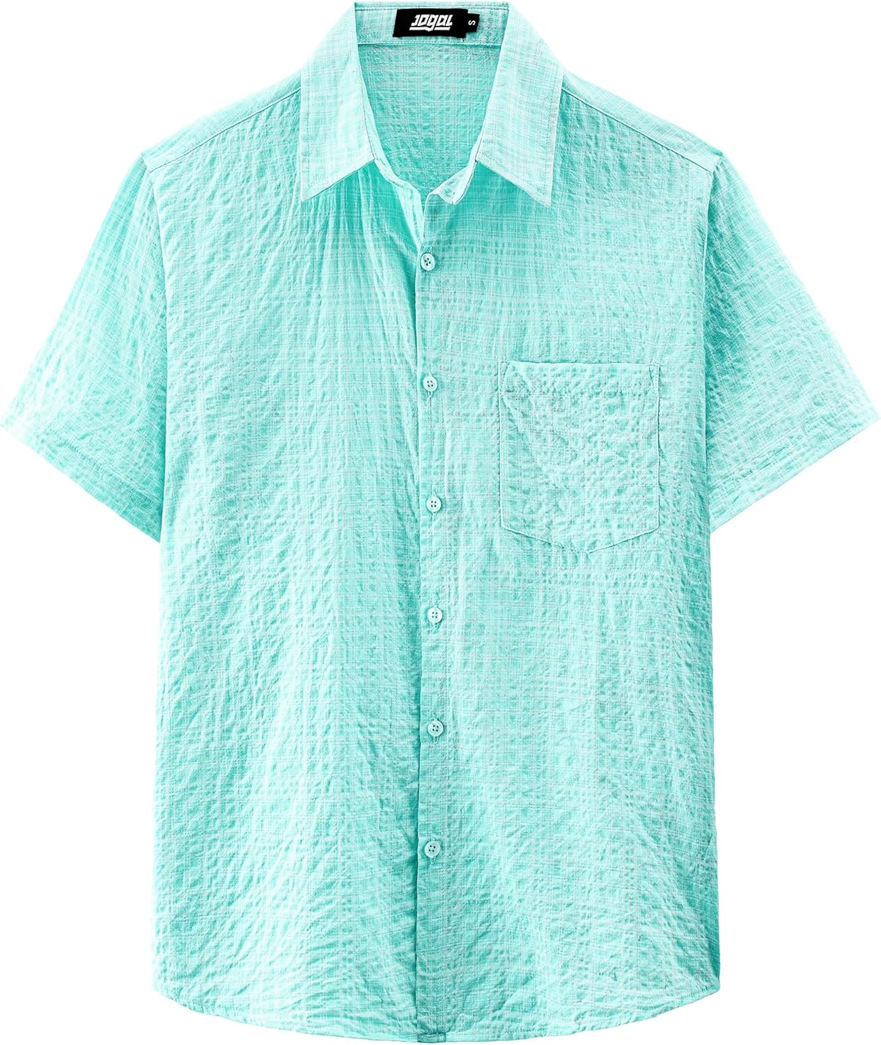 JOGAL Mens Button Down Shirt Short Sleeve Casual Plaid Button Up Shirt Summer Beach Vacation Hawaiian Shirts with Pocket - Image 2