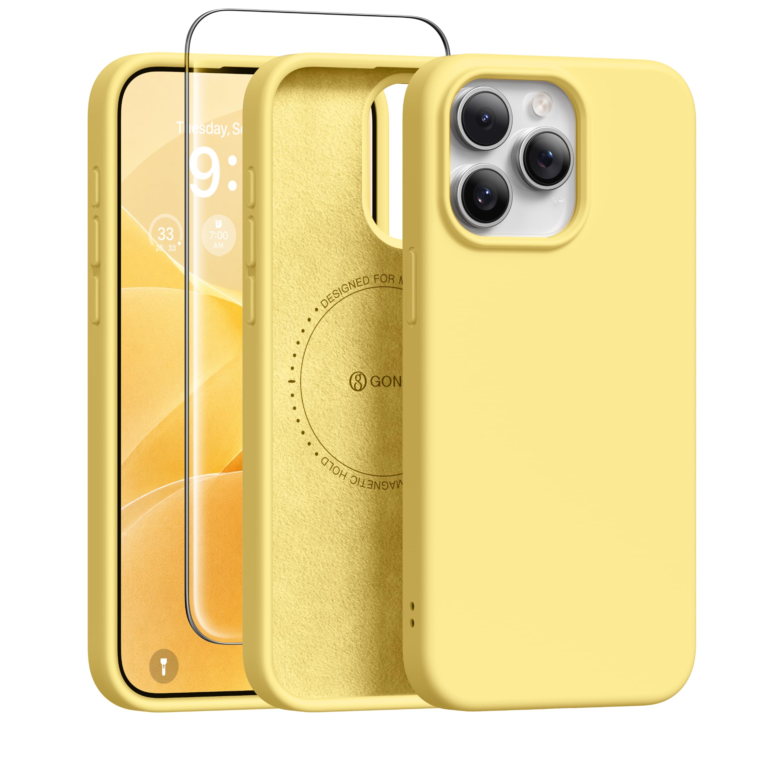 GONEZ Magnetic for iPhone 15 Pro Max Case Silicone Cover Buttercream Yellow