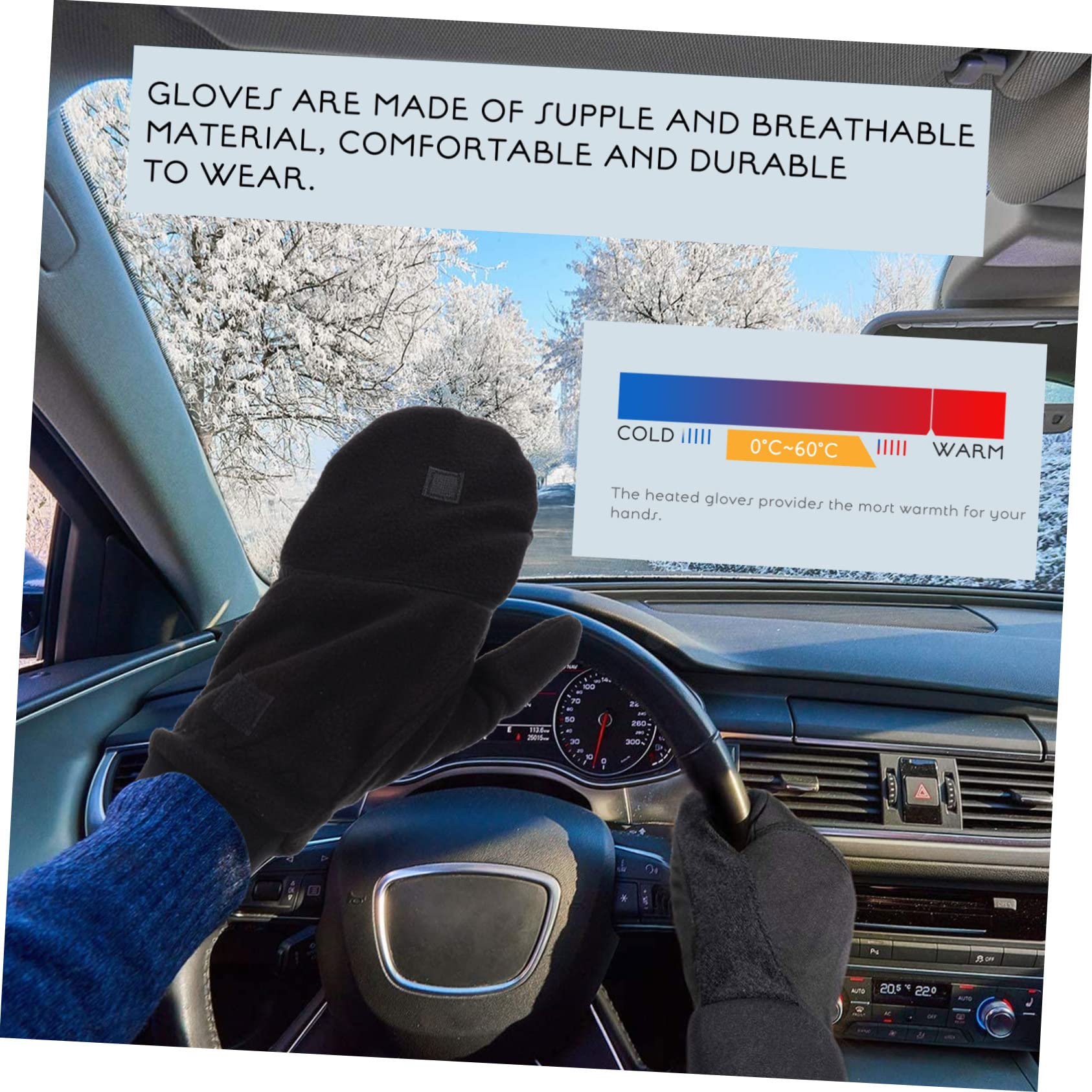 Holibanna Guantes de medio dedo gym gloves frío lana calentadores de guantes de mano cálido térmico guantes resistentes al desgaste guantes polares de medio dedo forro polar Black