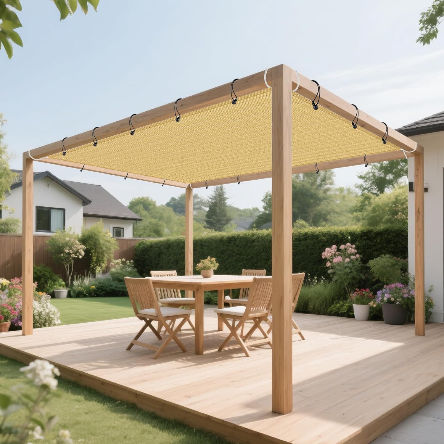 18' x 36' Sun Shade Cloth with D-Rings Straight Edge Sun Shade Sail UV Blockage Pergola Cover Canopy Mesh Tarp for Outdoor, Patio, Garden, Backyard, Greenhouse, Chicken Coops, Sand