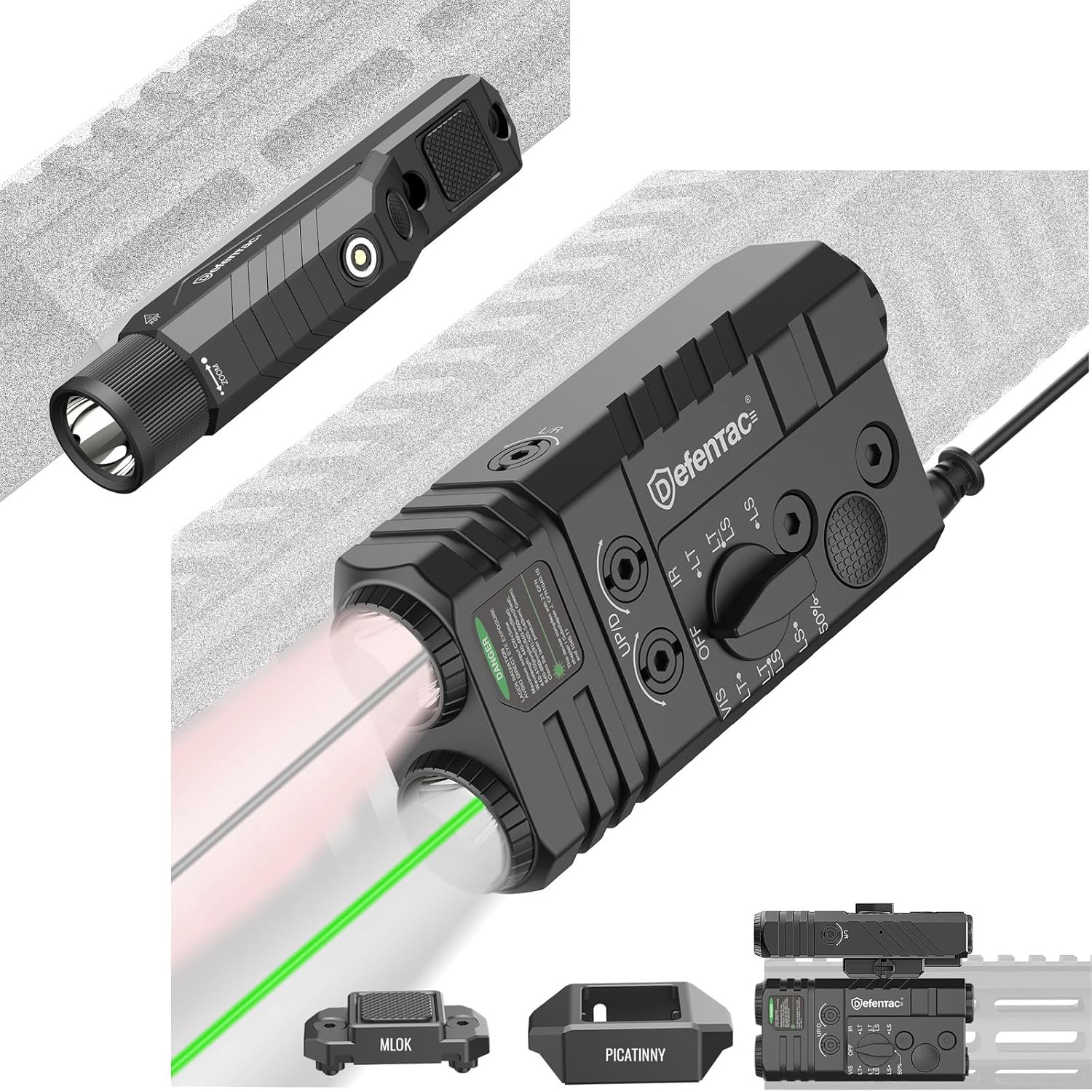DEFENTAC 1750lm Flashlight, Bundle with 1450lm 4-in-1 Flashlight