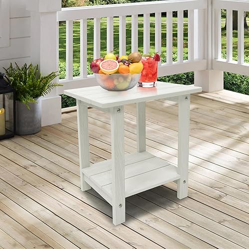 Miniatura 2 de Mesa auxiliar para exteriores, mesa auxiliar Adirondack doble pequeña resistente a la intemperie, mesa auxiliar para interiores y exteriores para