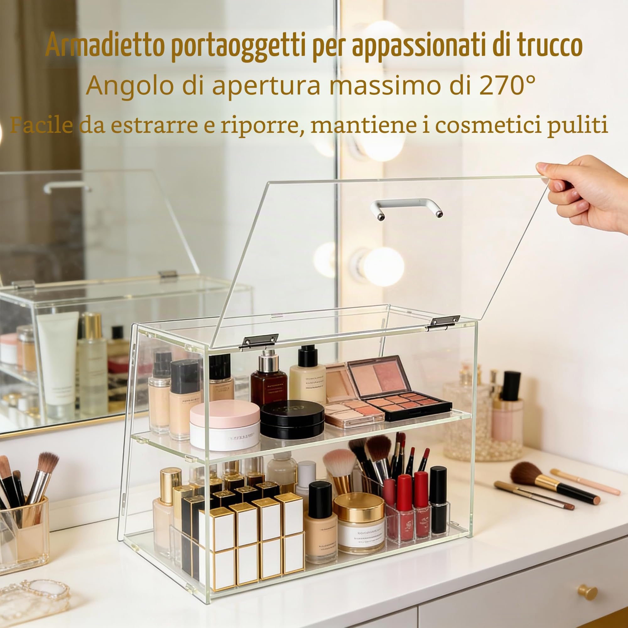 Vetrina a 2 ripiani per panetteria con sportello posteriore di sollevamento, vetrina per pasticceria, piano di lavoro da cucina, vetrina per alimenti in acrilico trasparente, mantiene freschi