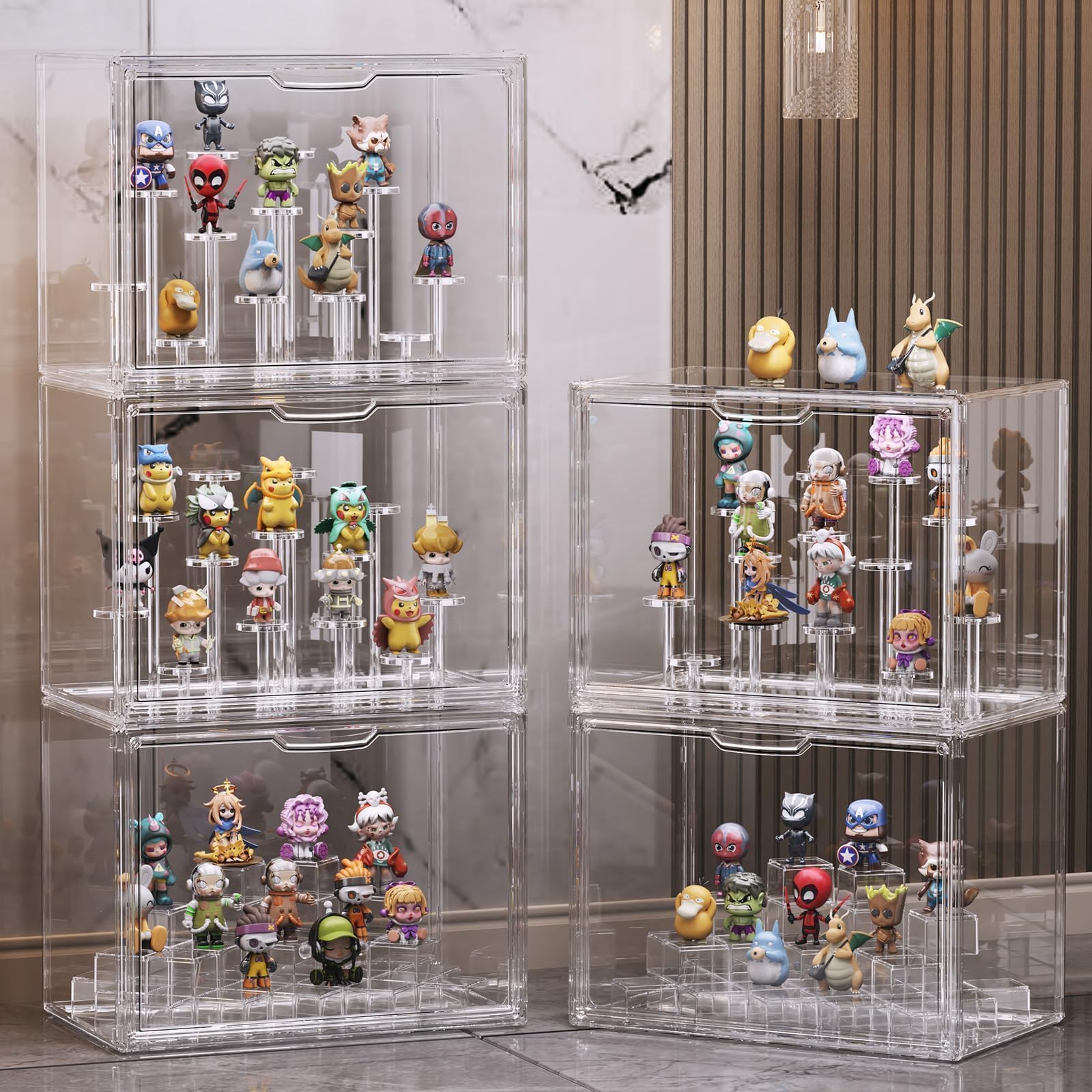 4-Schichtige Verstellbare Acryl-Vitrine mit Magnetischer Tür für Sammlerstücke H