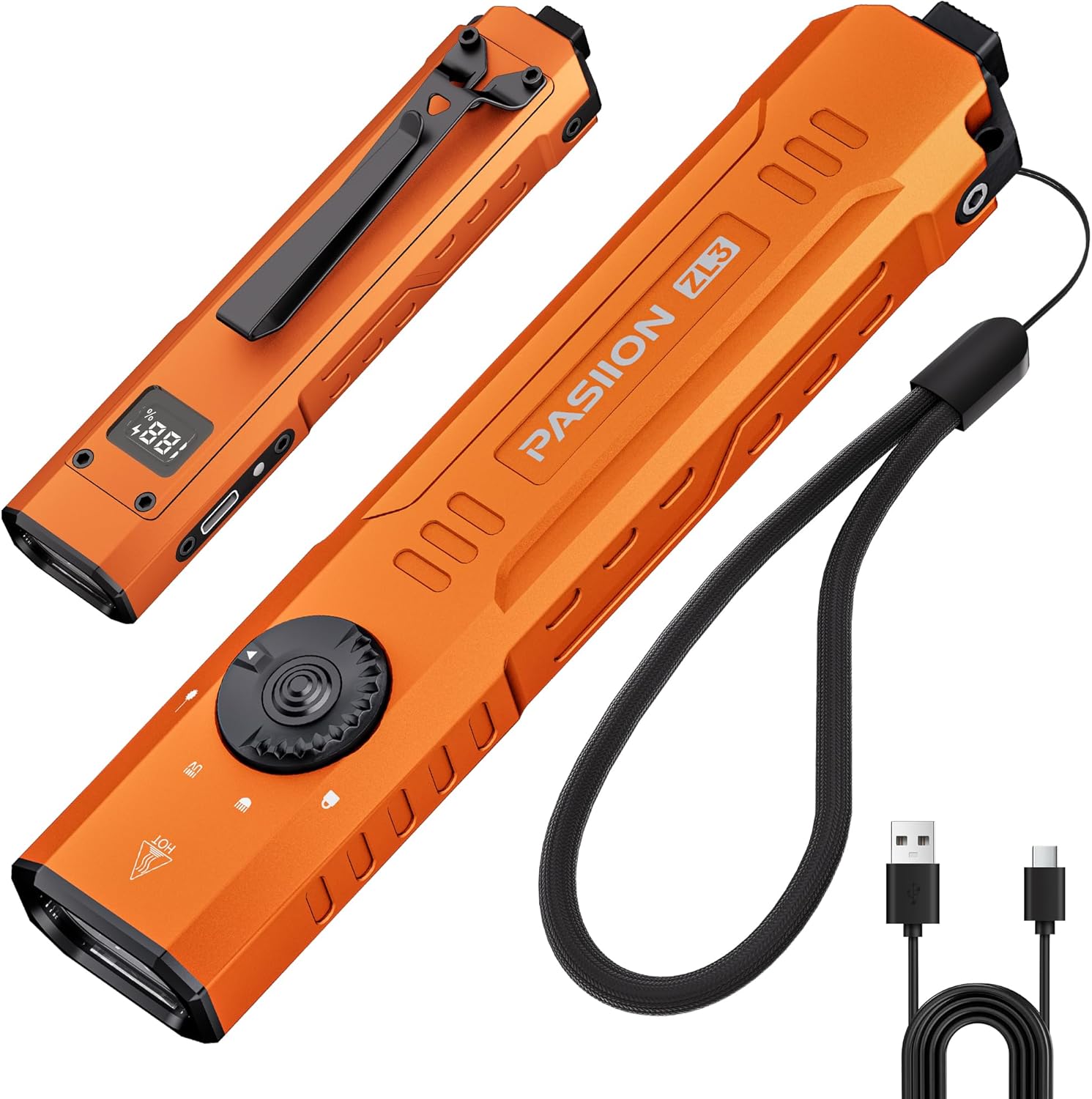 Rechargeable EDC Flashlight 1500 Lumens,Flat Tactical Flashlights,Dual-Switches Small Flash Light with Digital Display,Waterproof Light for Home,Outdoor,and Emergency Use