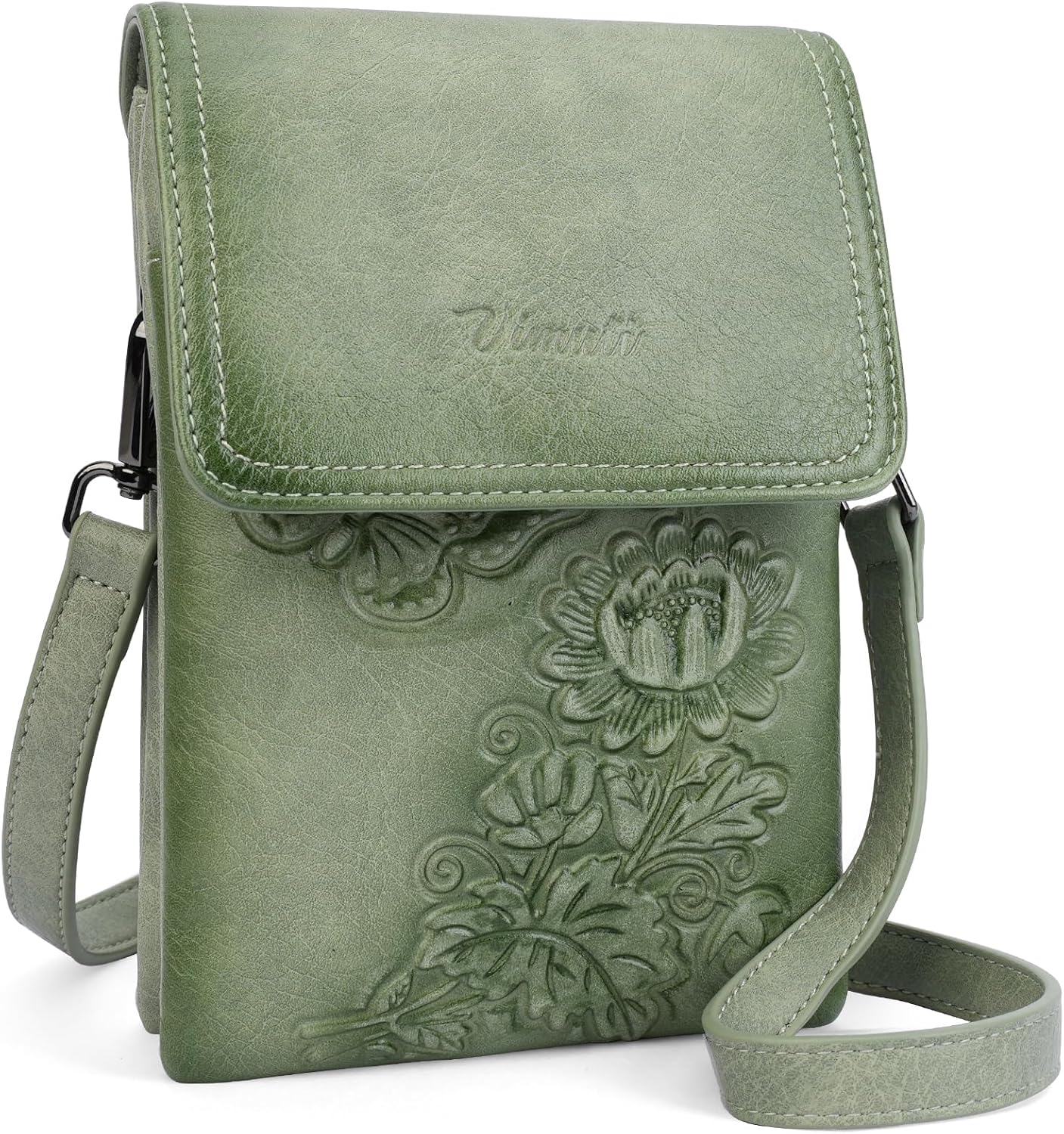 Small Crossbody Bags for Women Trendy Vegan Leather Cell Phone Bag Embossed Flower Design Wallet Purses with Strap