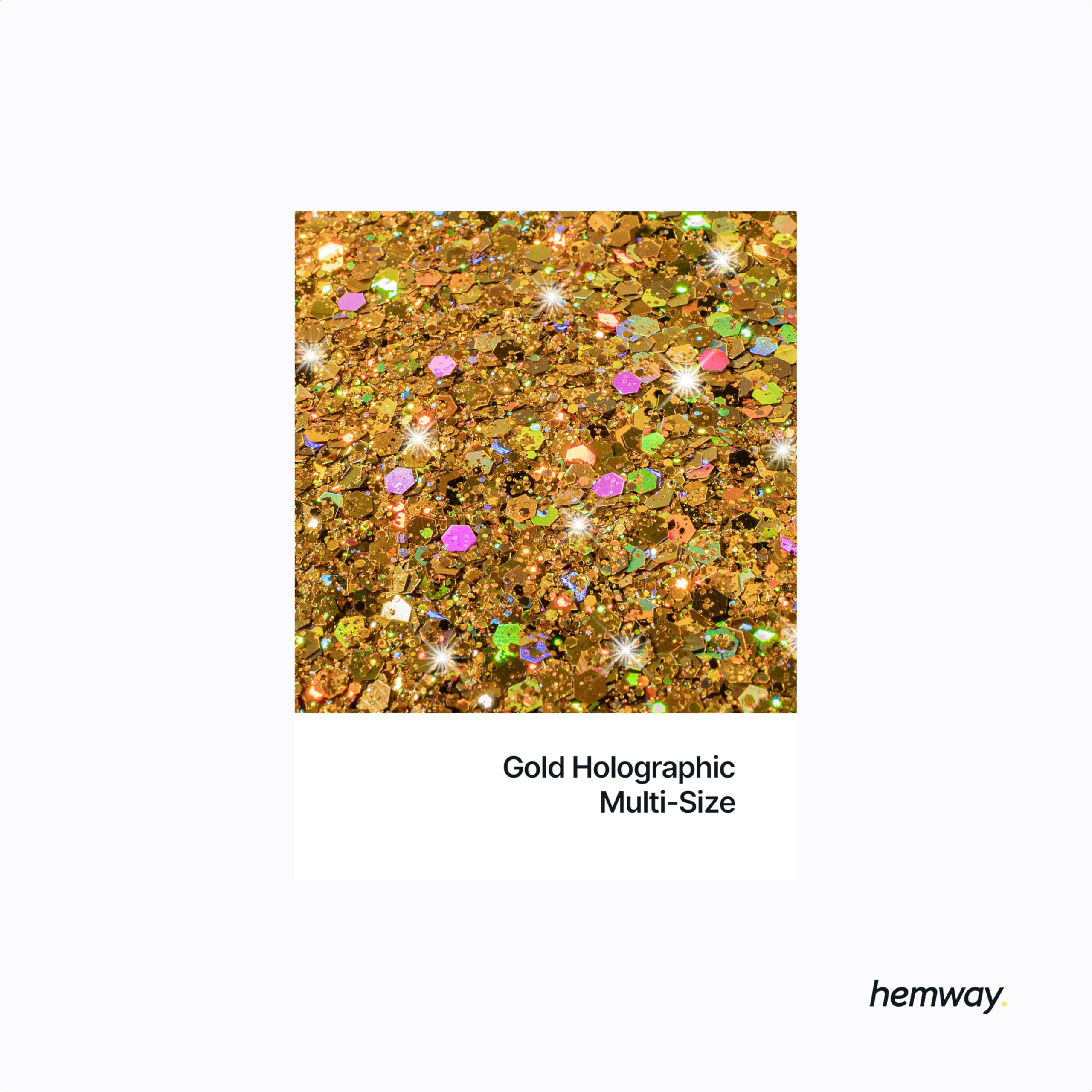 Hemway Craft Glitter Gold Holographic 100g Multi Size Glitter for Crafts Resin, Cosmetic, Nail, Face, Body, Festival - Image 2