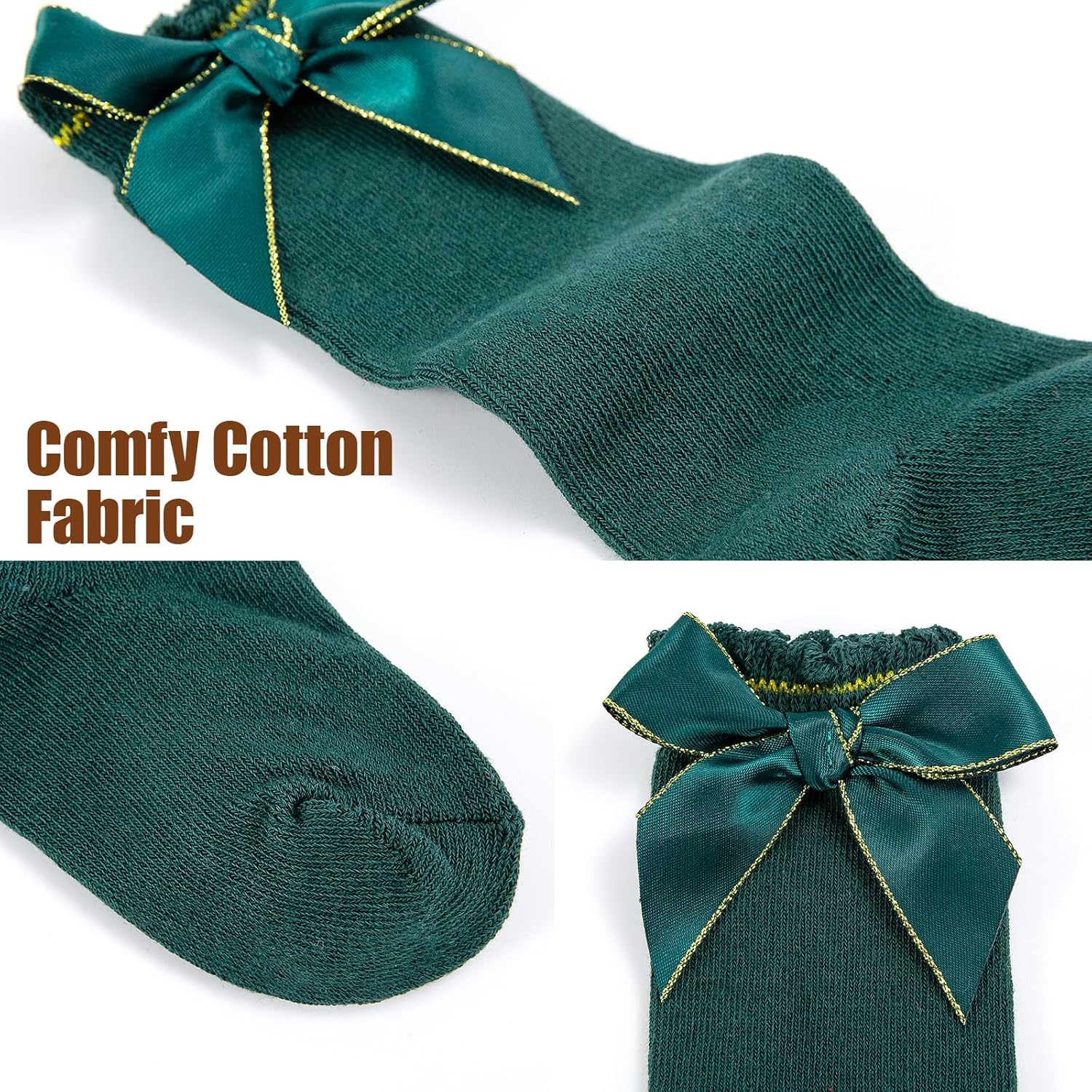 Baby Girl Knee High Socks: Soft Cotton Infant Baby Long Socks Newborn Stockings with Bow & Ruffle Non-Slip for Kids - Image 6