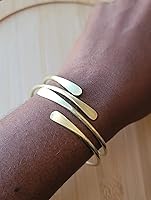 Vista 21 de Beaditwearitloveit Brass Cuff Bracelets Set, African Brass Bangles For Women, Hammered Ends Stacking Bracelets, Boho Tribal Cultural Jewelry