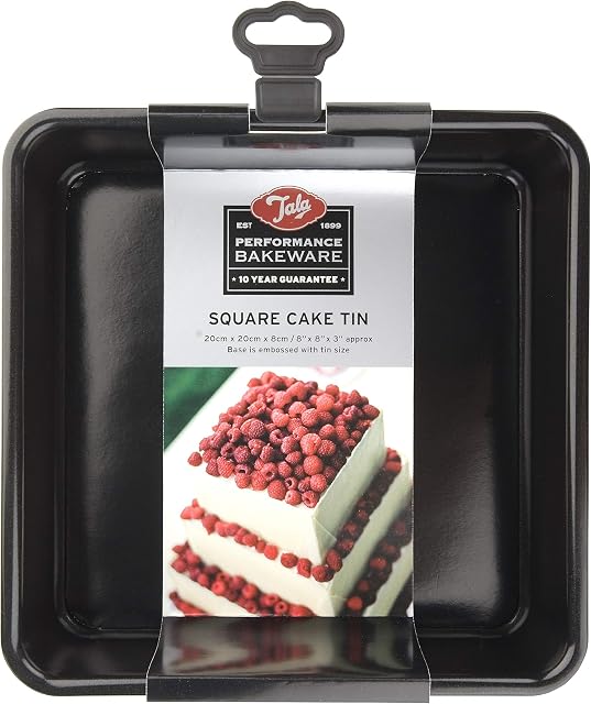 Tala Performance, Loose Base Square Cake Tin, Professional Gauge Carbon Steel with Eclipse Non-Stick Coating, 20 cm x 20 cm / 8" x 8" Cake Pan; Cake Pan, Ideal for bakes and celebration cakes