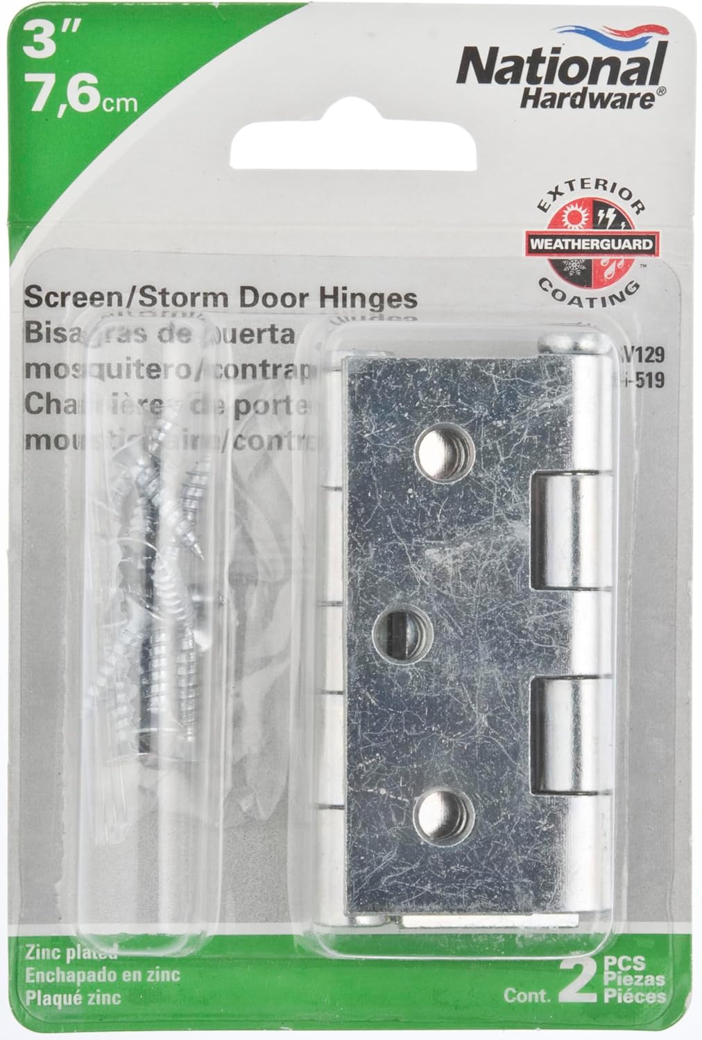 National Hardware N115-519 V129 Screen/Storm Door Hinges in Zinc, 3" x 2-1/2", 2 piece