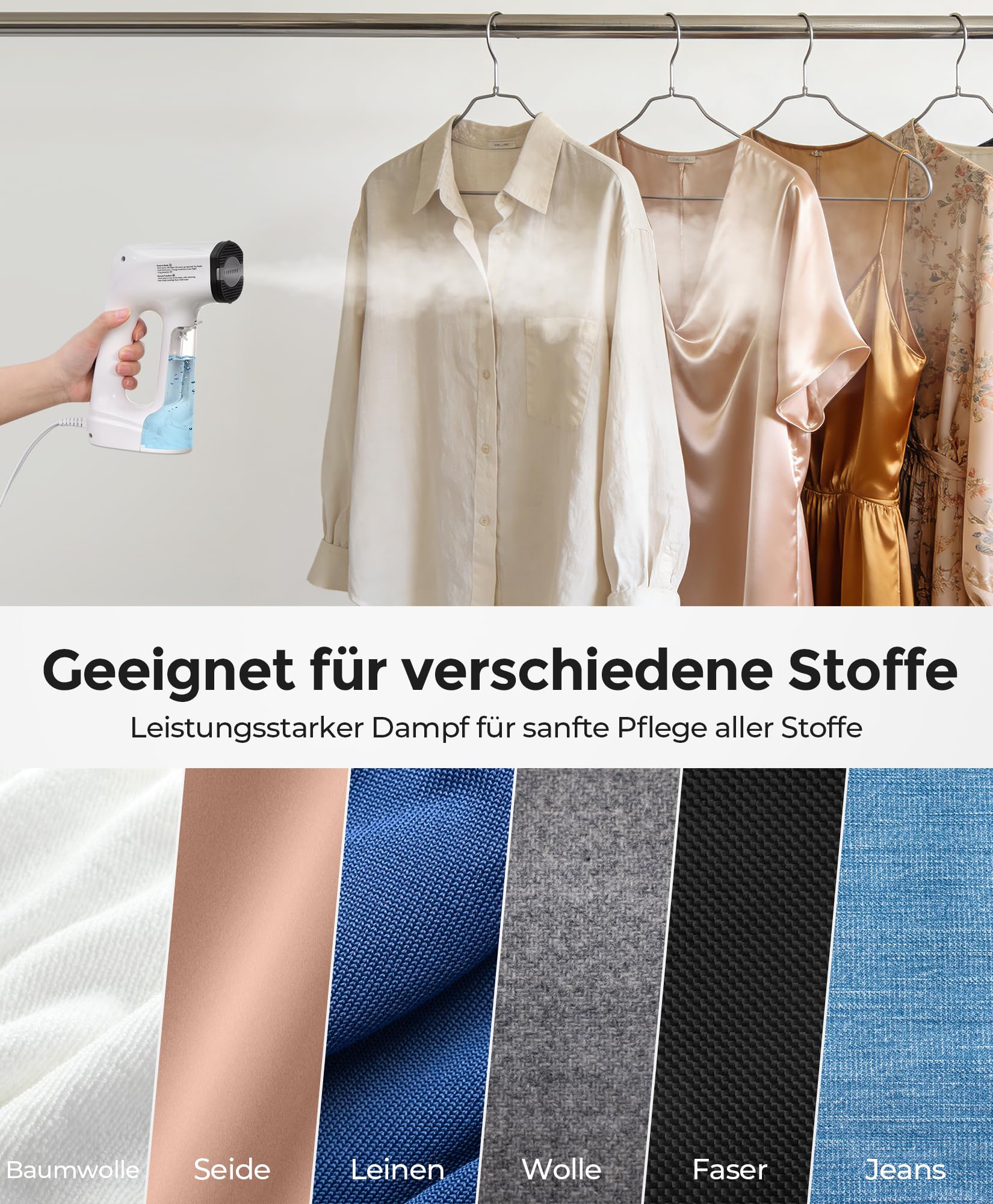 Steamer Dampfglätter, 3500 Pa Saugleistung Reisedampfglätter, 3 Modi | 2-in-1 Dampfgarer & Bügeleisen Dampfbügeleisen, 2,5 M Kabel & 360° Adsorptionstechnologie zur Faltenentfernung (220V-240V)