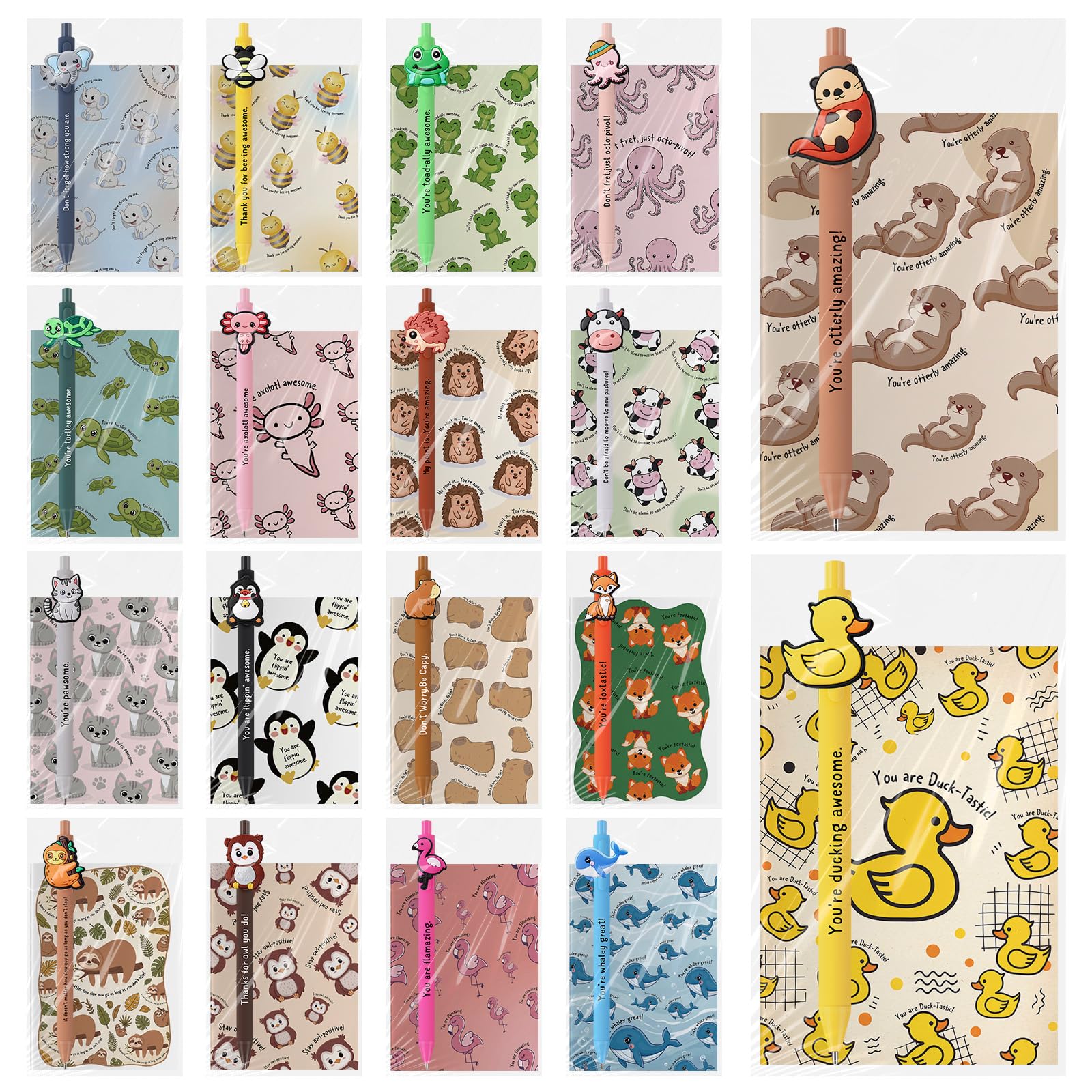 Resurhang Set di 36 quaderni ispiratori con penna positiva, motivo animali