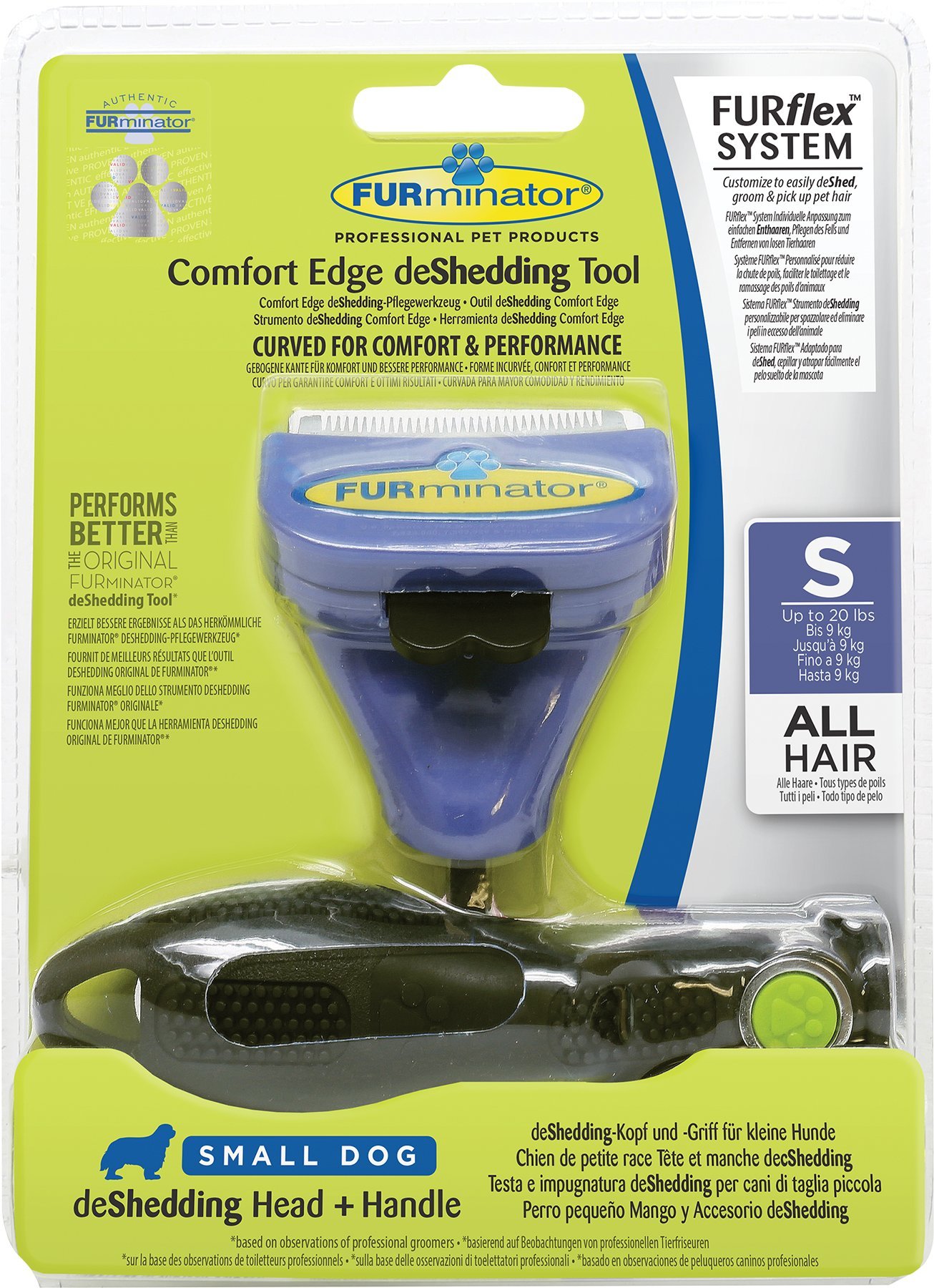 FURminator DeShedding Tool for Dogs FURflex, Head and Handle for All Hair Dogs Up to 9 Kg