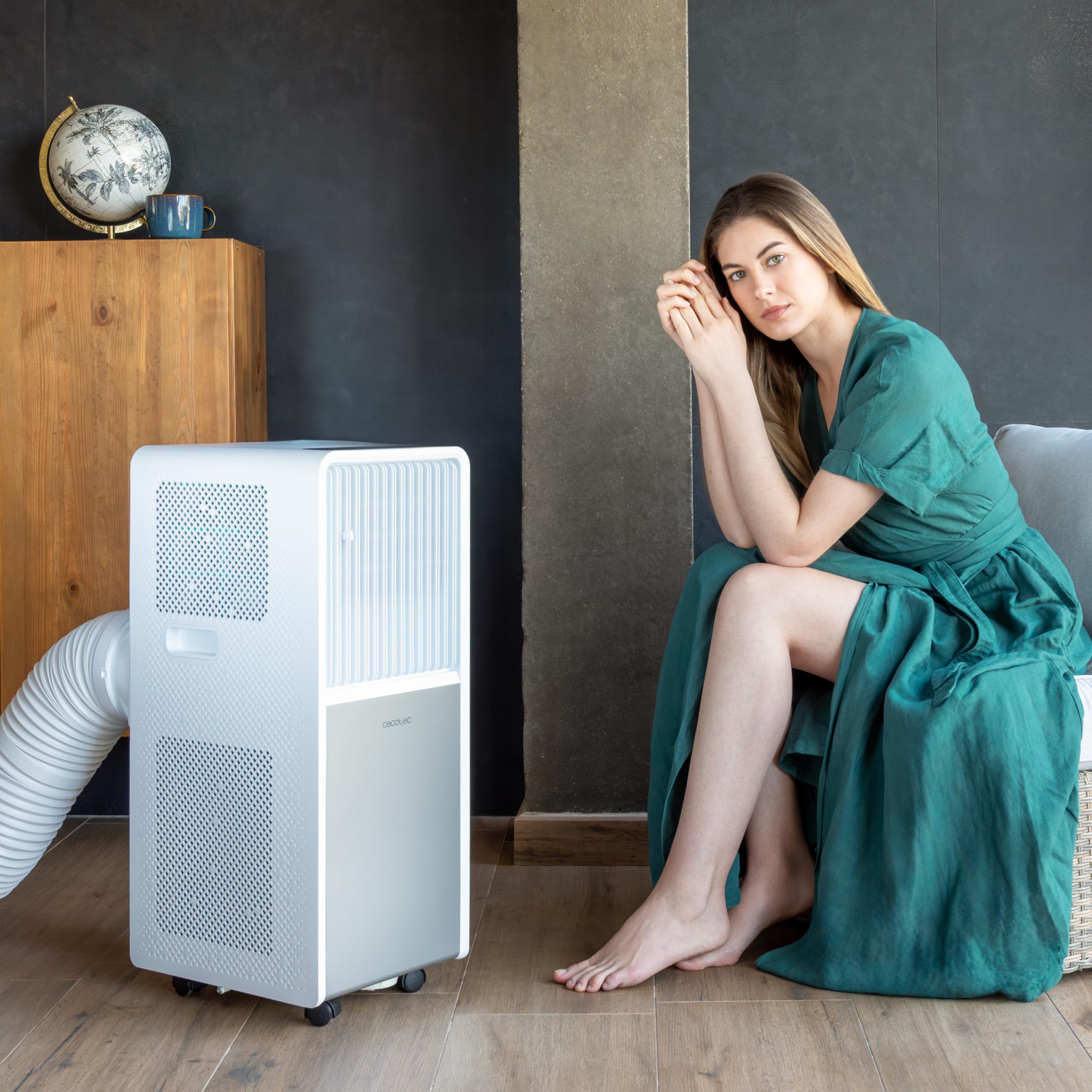 Cecotec Climatiseur Portable ForceClima 9150 Style. 9000 BTU, Surface de 16 m², Écran LED, 4 Modes et 2 Vitesses, Minuterie, Roues Multidirectionnelles 360º