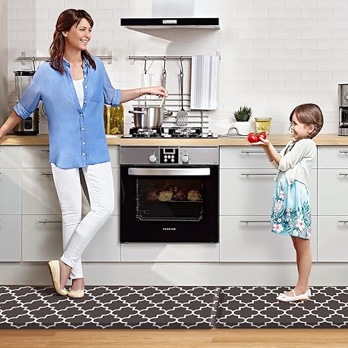 Miniatura 55 de KMAT - 2 tapetes acolchados para cocina, antifatiga, impermeables, antideslizantes, PVC resistente y espuma cómoda y ergonómica para estar de pie