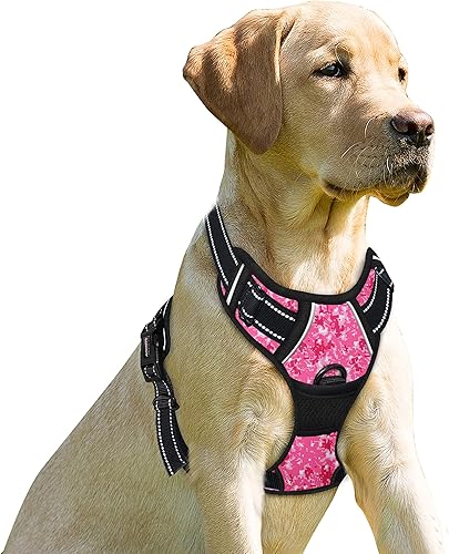 Barkbay Arnés antitirones con clip frontal para perros, material resistente y reflectante, mango de fácil control para pasear perros grandes (color