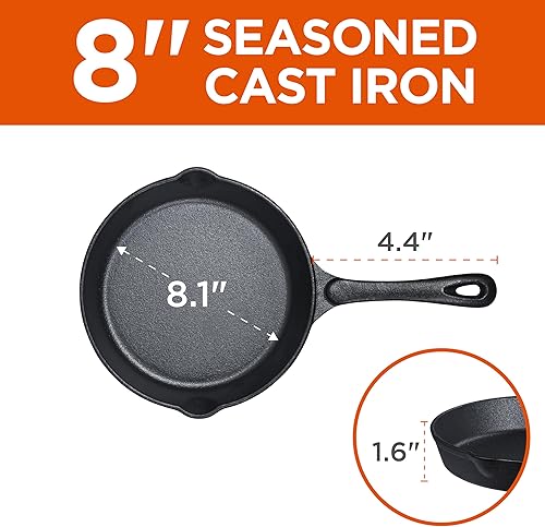 Miniatura 25 de Commercial CHEF Sartén de hierro fundido, sartén cuadrada de hierro fundido pre-sazonado de 10.5 pulgadas