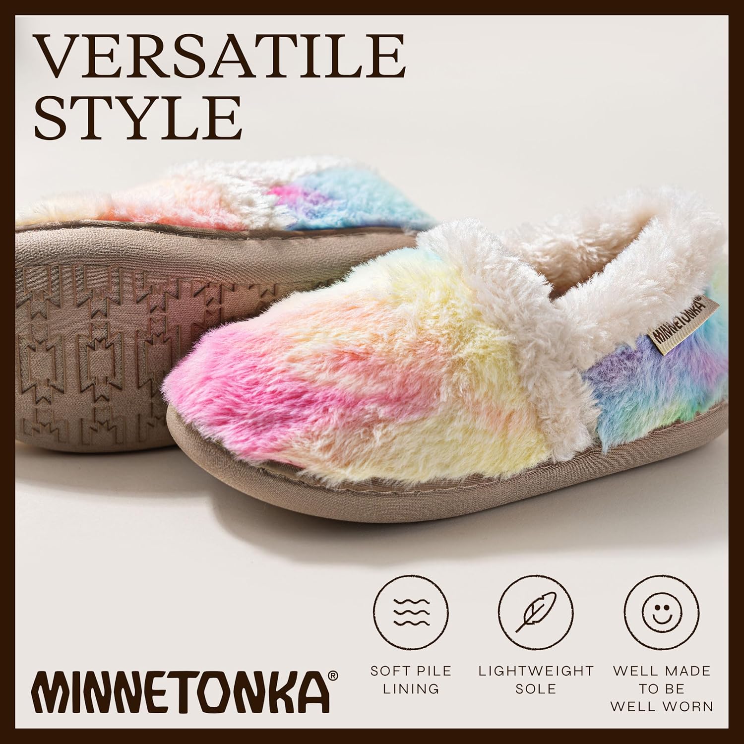 Minnetonka Children's Daina – Indoor Cozy House Slippers for Kids with Cushioned Memory Foam Insole and Soft Fuzzy Lining