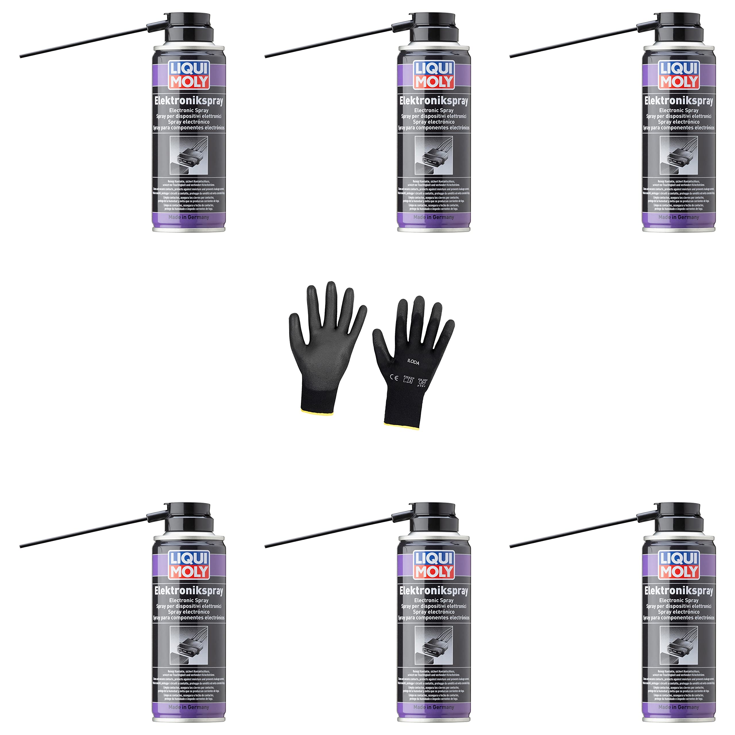 6xOriginal 200ml Elektronikspray 3110 Schutzhandschuhe