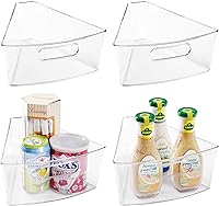 Vista 10 de Oubonun Lazy Susan - Juego de 6 organizadores de plástico transparente de 11.6 x 10.2 x 4.1 pulgadas con asa, contenedor de 4.1 pulgadas