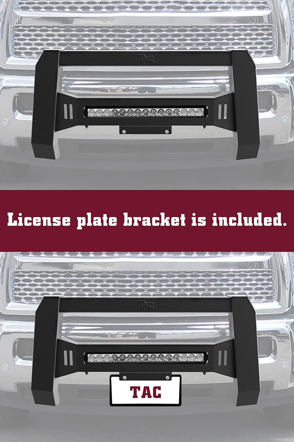 TAC Modular Bull Bar with LED Compatible with 2009-2018 RAM 1500|2019-2023 RAM 1500 Classic (Exclude Rebel & Warlock Trim) Truck Pickup Front Bumper Brush Guard Fine Textured Black