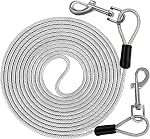 Tie Out Cable for Dogs, 20 FT Heavy Duty Dog Leads Chains for Large Dogs Up to 250 Pound, Dog Leash for Yard or Camping, Silver