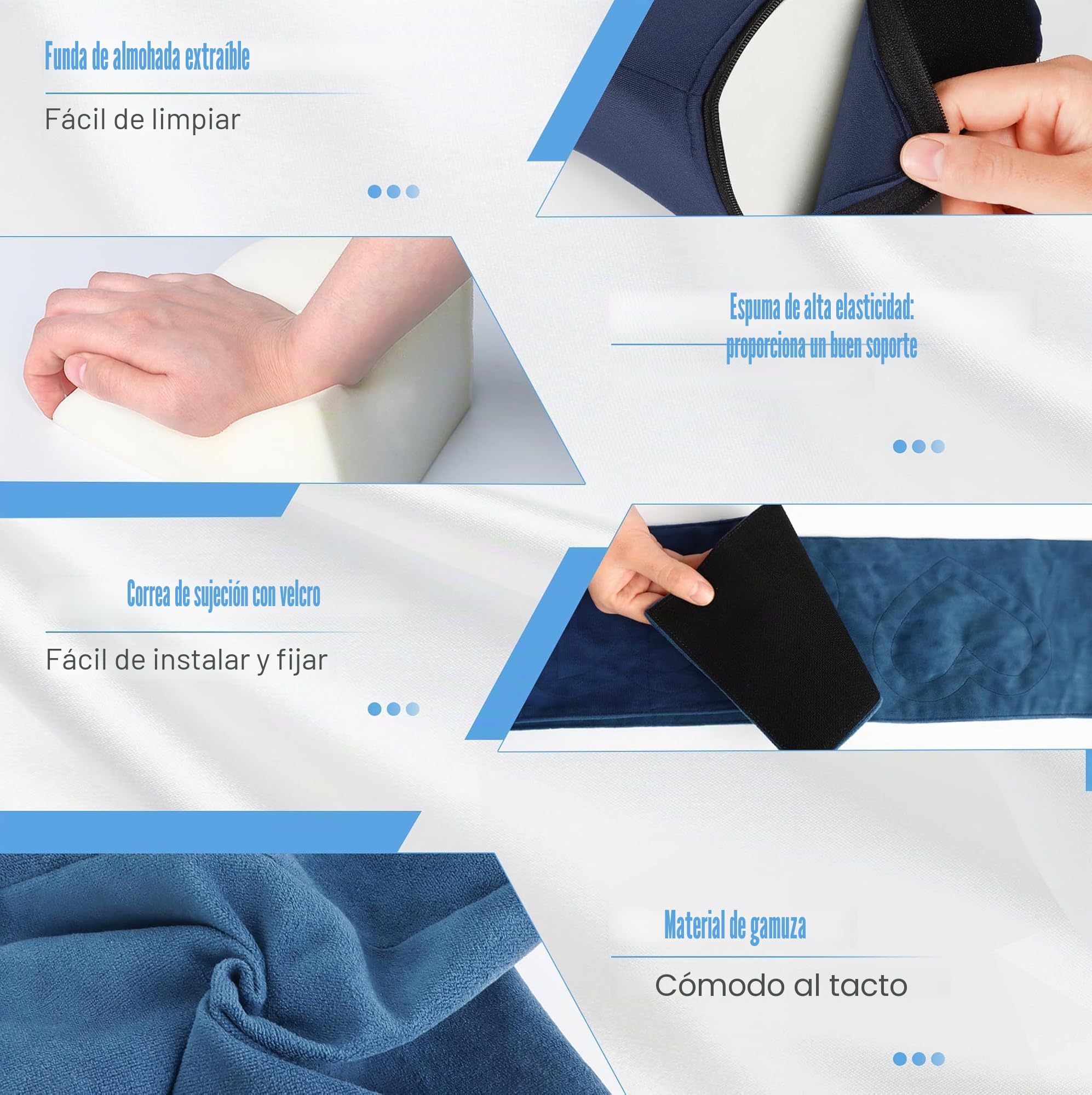 Soporte Lateral para Silla De Ruedas Protectores Laterales Almohada De Espuma Cojín De Respaldo para Silla decuado para Personas Mayores y Personas con Discapacidad