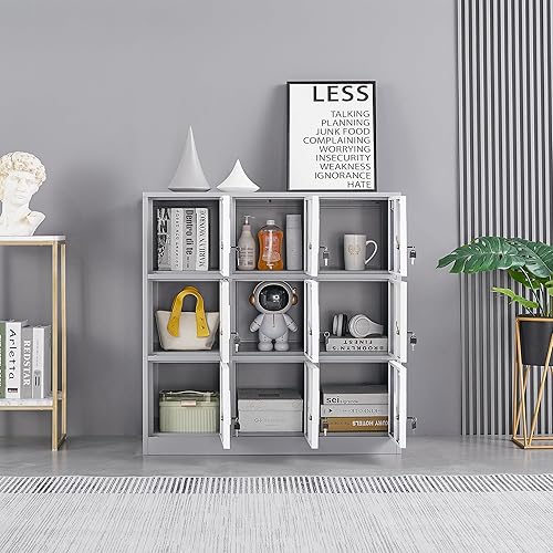 Miniatura 4 de Taquillas para empleados, armario de almacenamiento de metal de 9 puertas con llaves y ranura para tarjetas, ideal para el hogar, oficina, escuela y