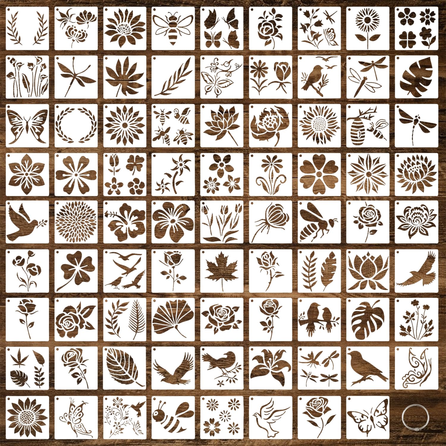 80Pcs Flower Stencils, Natural Plant Stencils for Crafts Reusable Drawing Templates for Painting DIY Art Crafts Scrapbook Wall Décor
