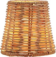 Vista 3 de Aspen Creative 51007 Pantalla de Lámpara de Araña Empire con Clip, Ratán Natural, 3" Superior x 4" Inferior x 4" Altura Inclinada