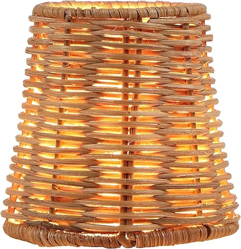 Miniatura 3 de Aspen Creative 51007 Pantalla de Lámpara de Araña Empire con Clip, Ratán Natural, 3" Superior x 4" Inferior x 4" Altura Inclinada