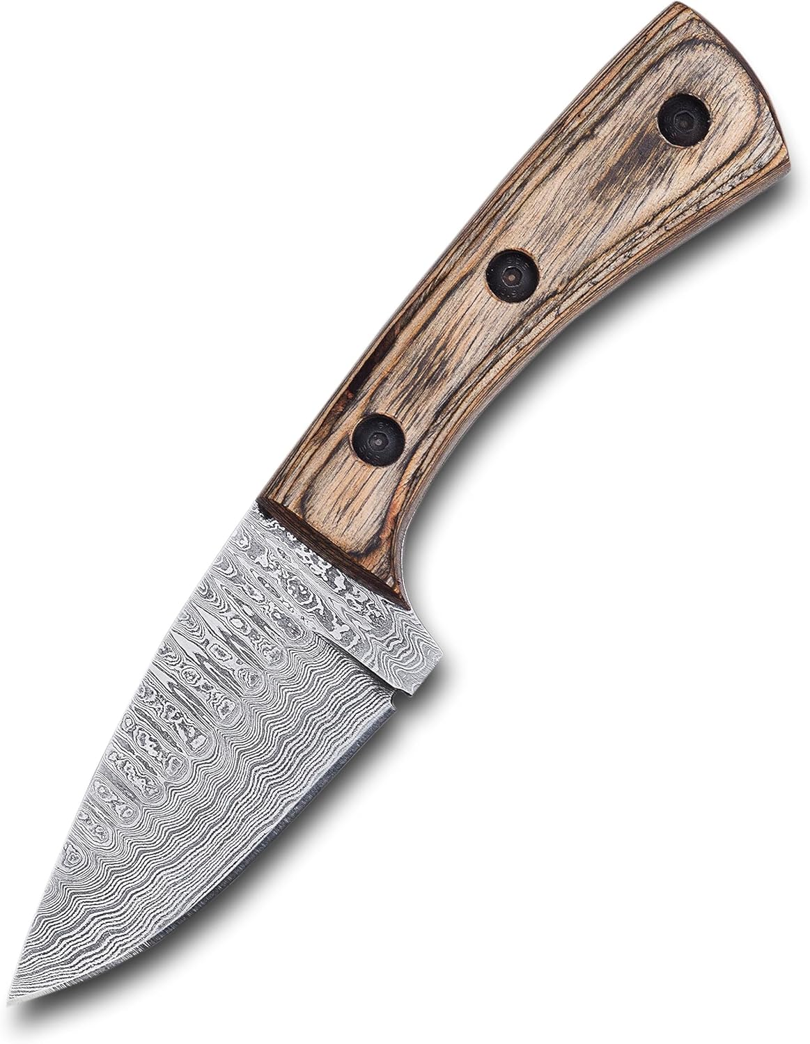 Elegance Unsheathed- 7” Damascus Steel fixed blade knife, Unparalleled Craftsmanship with Exquisite Pakkawood Handle & Leather Sheath hunting knife, Your Unfailing Companion in Wilderness Adventures
