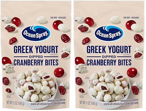 Vista 58 de Ocean Spray Yogur griego cubierto Craisins, sabor a yogur griego, arándanos cubiertos, frutas secas, bolsa de 5 onzas