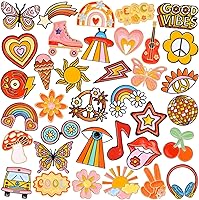 36PCS Hippie Enamel Pins Bulk by DOTFOOT - Preppy Lapel Brooches for Women, Girls, DIY Costume Party Favors & Accessories