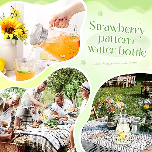 Miniatura 6 de Domensi Jarra de vidrio de 74 onzas  74.4 fl oz con tapa, jarra de agua con asas, jarra de agua para bebidas, jarra de vidrio, jarra resistente al