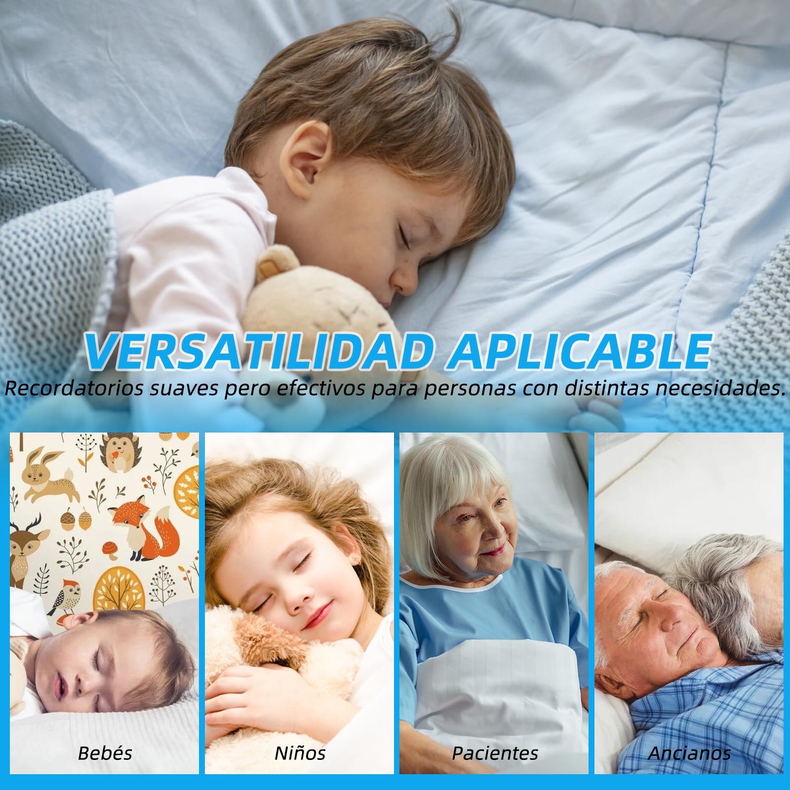 Alarma inalámbrica para enuresis, recargable por USB-C, alarma fuerte, vibración potente, alarma para enuresis, entrenamiento para ir al baño para niños (blanco)