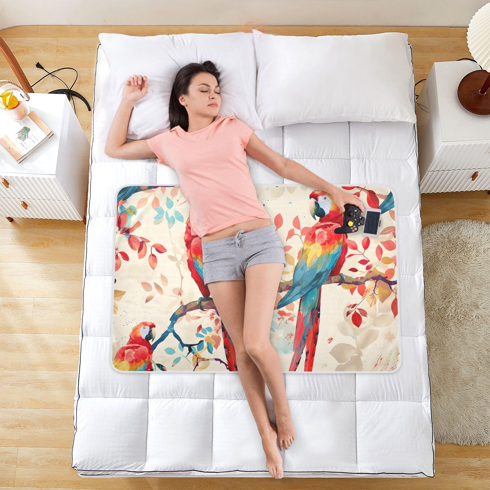 CEBUGI 34” x 52”Washable Underpads Heavy Absorbency Waterproof Incontinence Bed Pads Parrot Pee Pads for Adults Kids and Baby