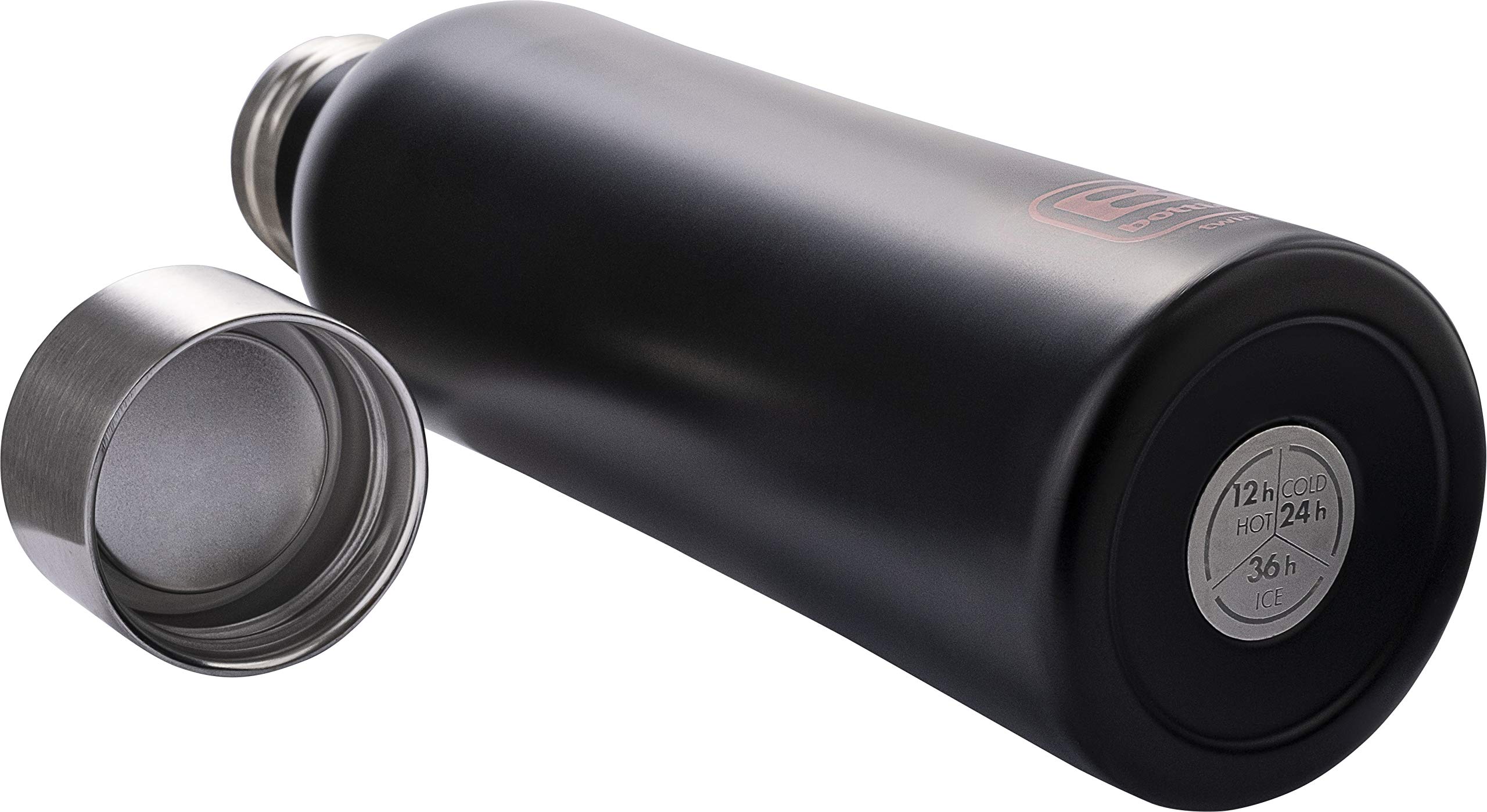 Bugatti B Bottles Twin Bouteille Isotherme Garde Les liquides Chauds Pendant 12h Froid Pendant 24h la Glace Pendant 36h Bouteille Acier Inoxydable 18/10 écologique (Black, 500)