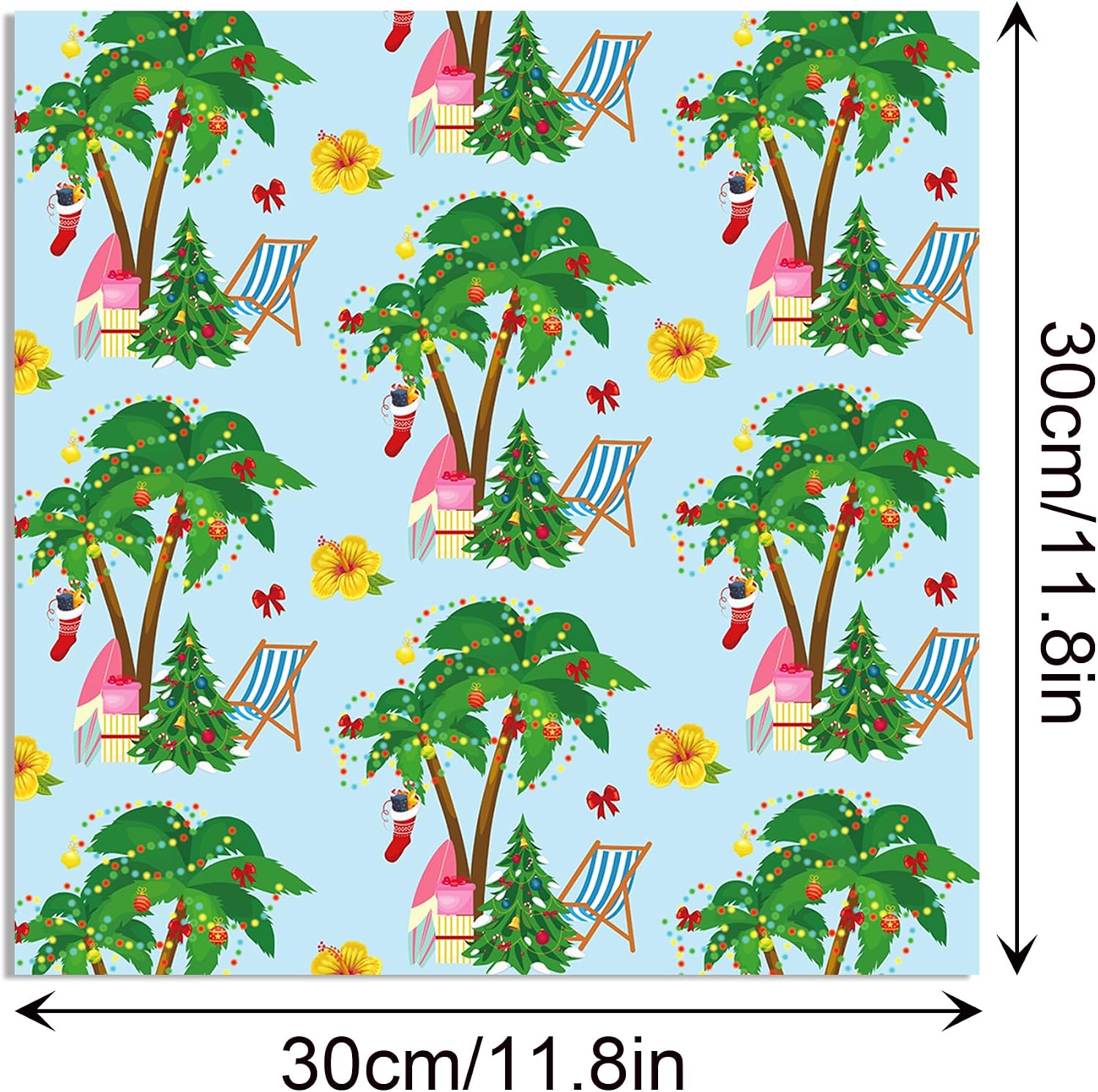 24 Sheets Christmas In July Pattern Paper - 11.8'' x 11.8'' Double-Sided Cardstock Pack with Tropical Hawaiian Luau Designs for Mele Kalikimaka DIY Card Making, Origami, Scrapbooking, Summer Beach
