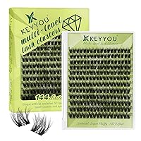 Vista 16 de Kit de extensión de pestañas KEYYOU 144 piezas con aplicador de pegamento y sello, racimos de pestañas Air Touch con removedor, rizo D, kit