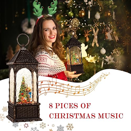 Miniatura 9 de Globo de nieve musical de Navidad, linterna de Navidad, globos de nieve de Navidad, globo de nieve USB y batería con purpurina, decoración del hogar