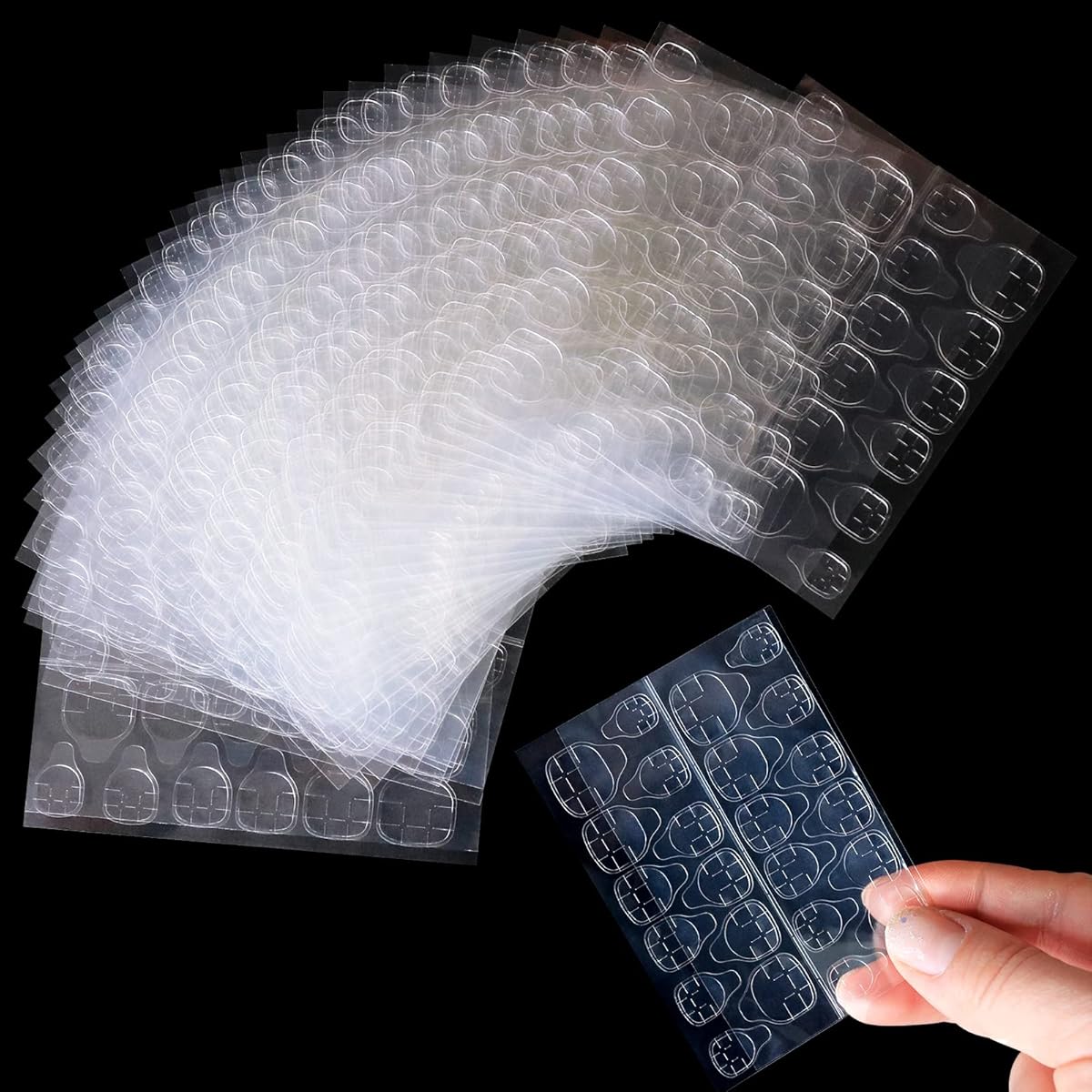 30 Feuilles 720 Pièce Autocollants à Ongles Double Face, Autocollant à Ongles Double Face Transparents, Onglet Adhésif Ongles Imperméable, pour Décoration à Ongles