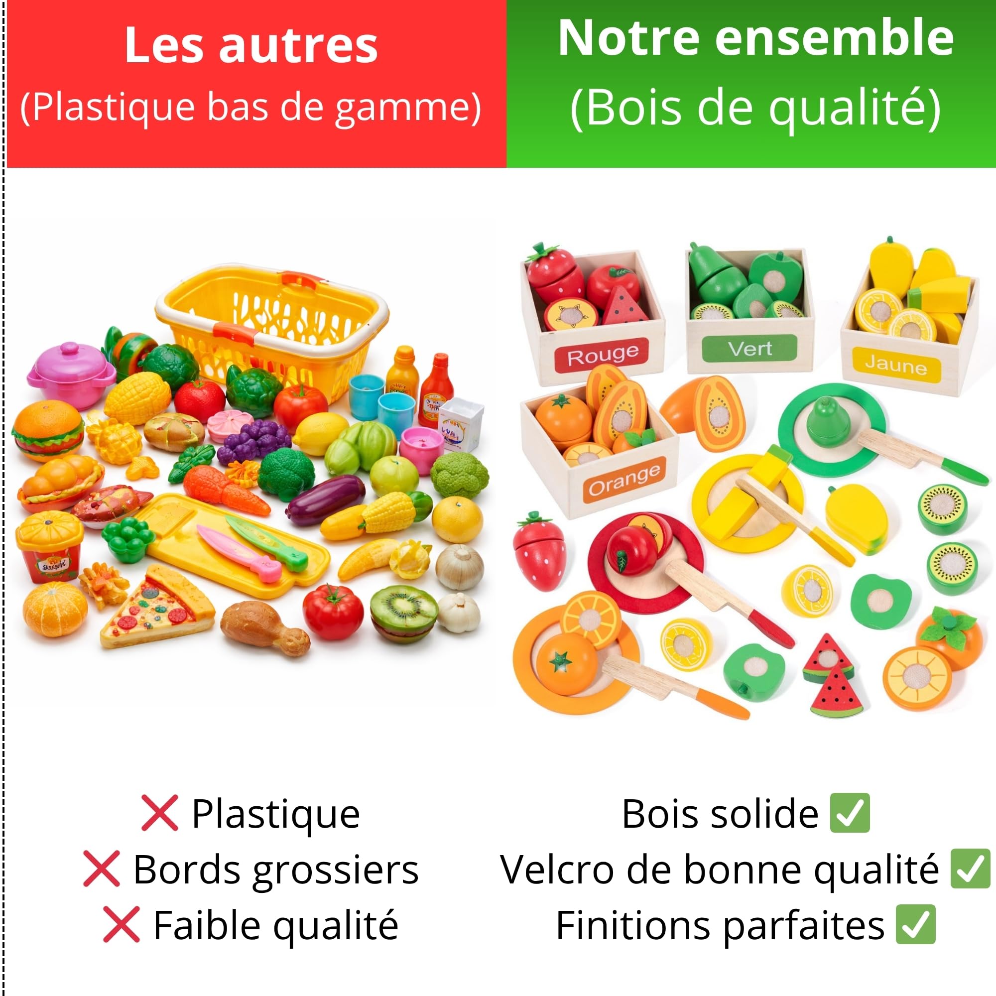 Montessori 2 Ans, Dinette en Bois Enfant, Accessoire Cuisine, 24 piéces, Jouet Enfant 3 Ans, Jeux d’éveil Enfant 2 à 5 Ans, Cadeau Enfant 2 Ans