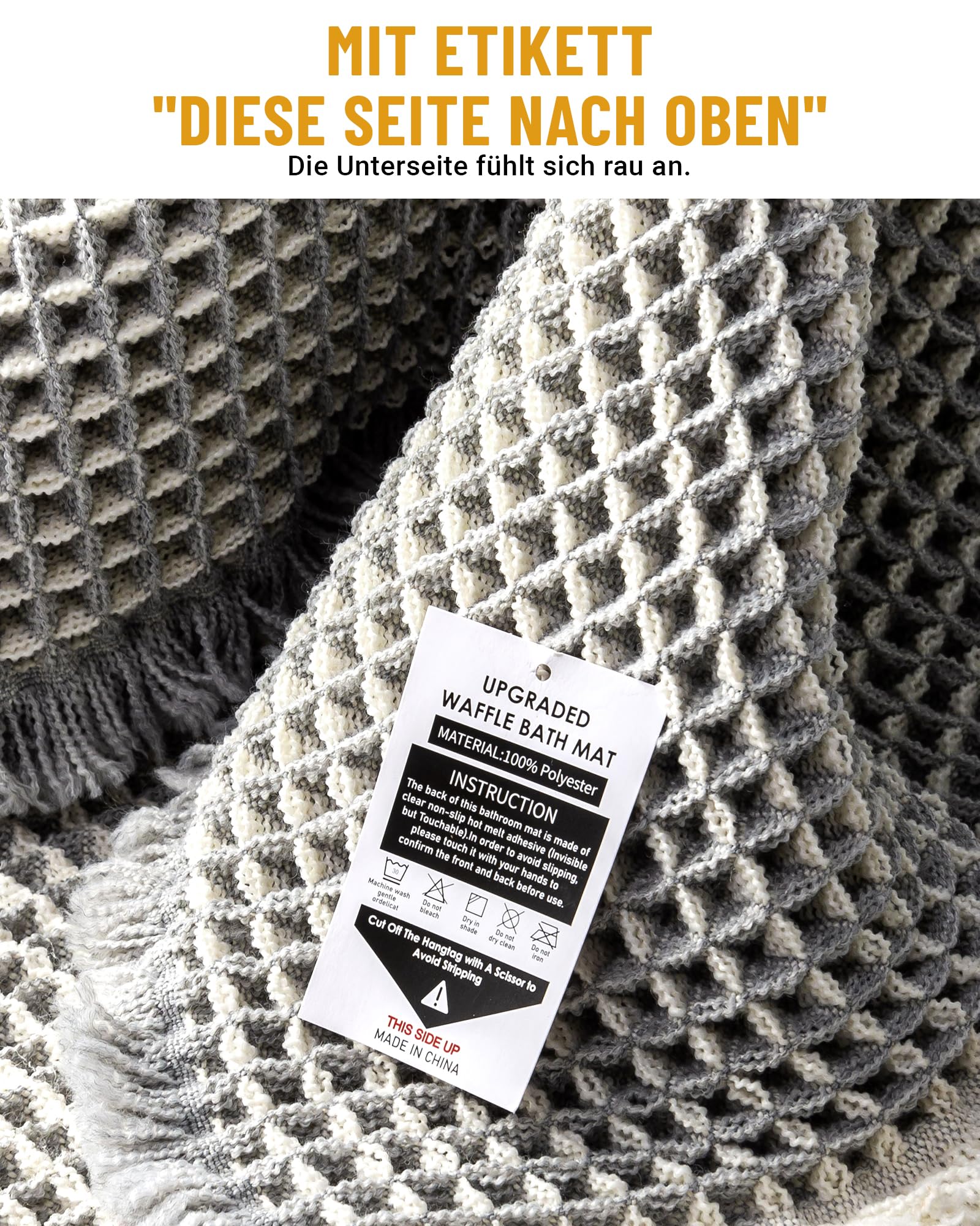 Juego de alfombra de baño grande, alfombrilla de baño bohemia, gris, juego de 2 piezas, lavable, alfombrilla de baño antideslizante, para salón, dormitorio, baño, decoración, 51 x 120 cm + 41 x 61 cm