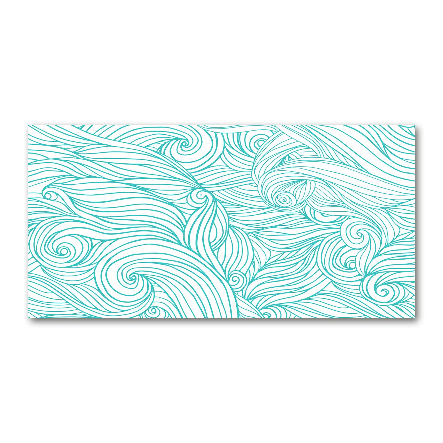 Tableau sur verre 120x60 cm ondes bleues panoramique pour la cuisine