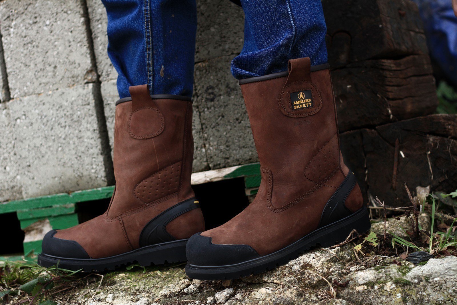FS223 Goodyear Welted Waterproof Pull on Industrial Safety Boot Brown UK 10